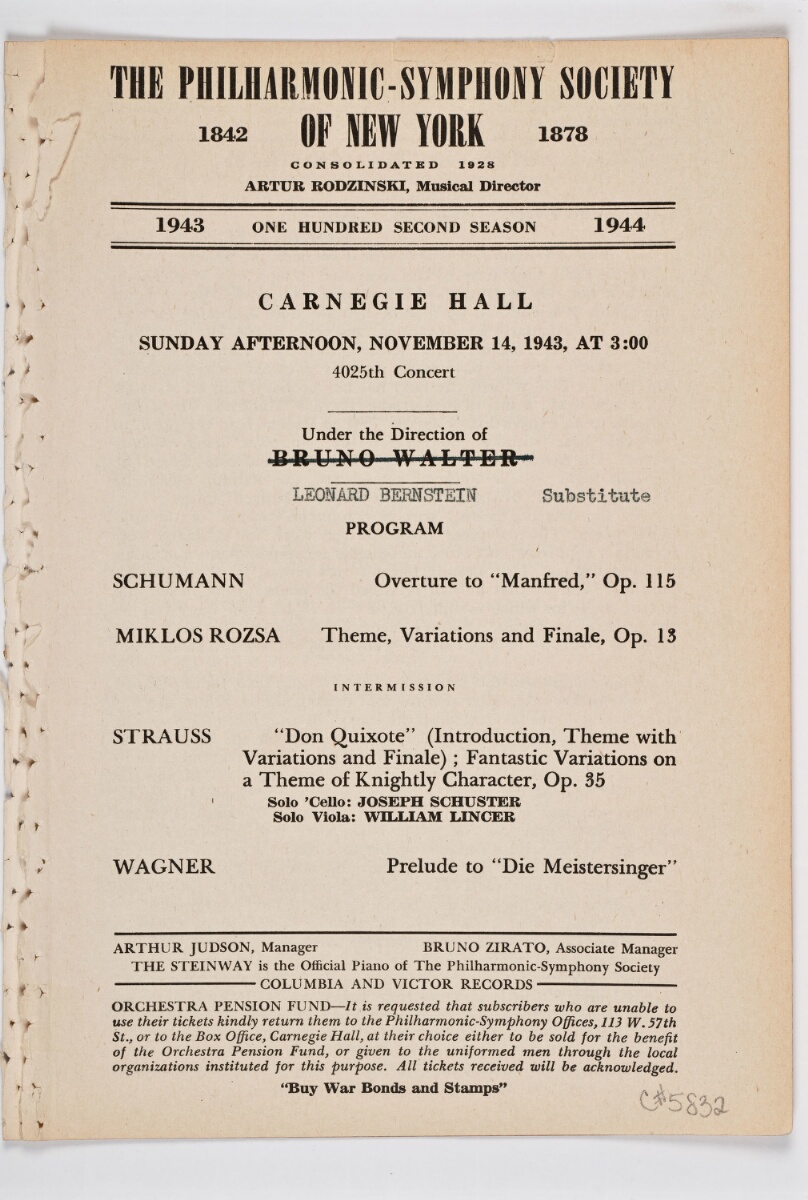 1943 Nov 14 / Subscription Season / Bernstein (...